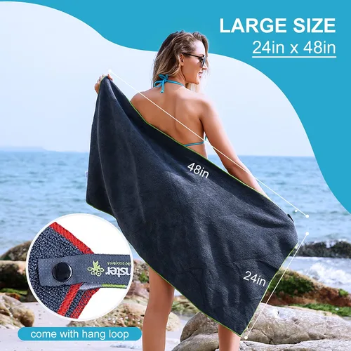 Miniatura 6 de 4Monster Paquete de 4 toallas de camping de microfibra de secado rápido, toalla de viaje súper absorbente con bolsa impermeable, toalla ligera