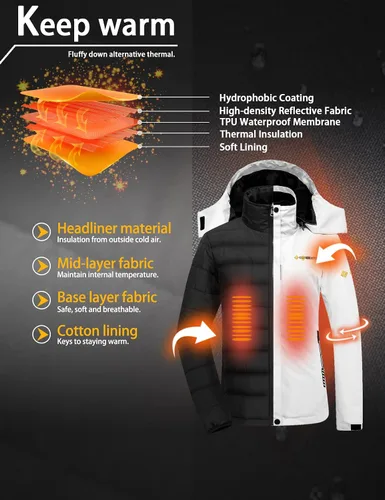 Miniatura 5 de GEMYSE Chaqueta de nieve impermeable 3 en 1 para mujer, abrigo de invierno aislado