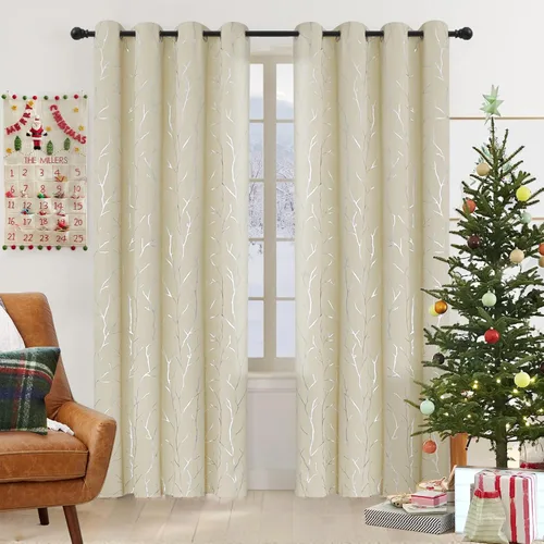 Miniatura 55 de BUHUA - Cortinas opacas blancas, cortinas plateadas, juego de 2 paneles de cortinas con ojales para dormitorio, elegante tratamiento de ventana