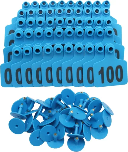 Etiquetas de oreja de ganado, etiquetas de oreja grandes de plástico para oveja, ganado, ternero, cerdo con número 001-100/101-200/201-300, etiqueta