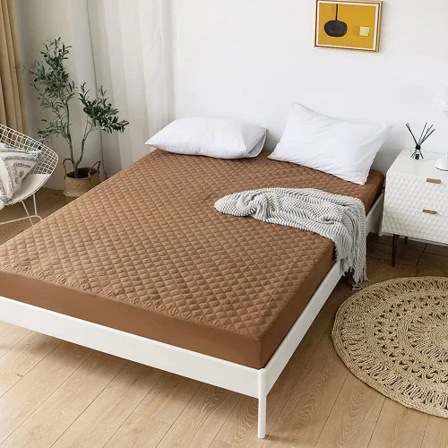 Miniatura 2 de vctops Sábana bajera acolchada impermeable, protector de colchón ultra suave y elástico ajustable con bolsillo profundo (café, individual)