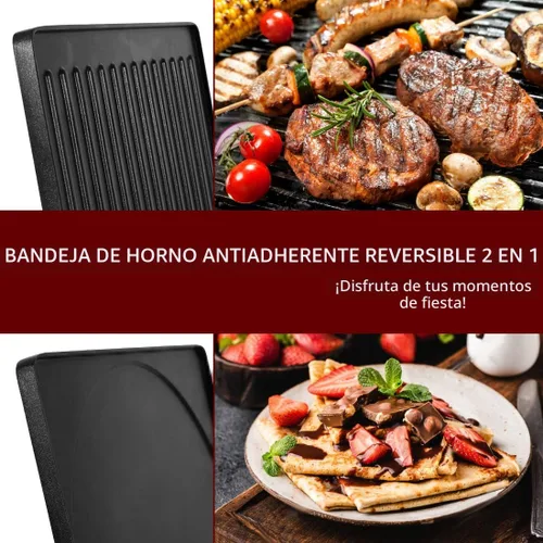 Miniatura 2 de CUSIMAX Raclette Grill Mesa de parrilla eléctrica, portátil 2 en 1 parrilla coreana de interior y queso Ractlette, placa reversible antiadherente