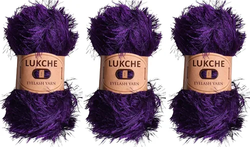 Miniatura 42 de Hilo de Pelo de Pestañas de Diversión de Lana de Felpa Premium 100% Poliéster 164 Yardas (150 Mt), 3.53 Oz (100 Gr) Hilo de Crochet Colorido DIY