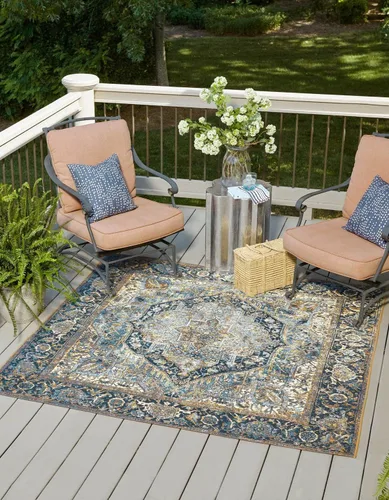 Miniatura 19 de Unique Loom Outdoor Traditional Collection - Alfombra de área - Nosara (4 pies 1 pulgada x 6 pies 1 pulgada, rectangular, azul/azul claro)