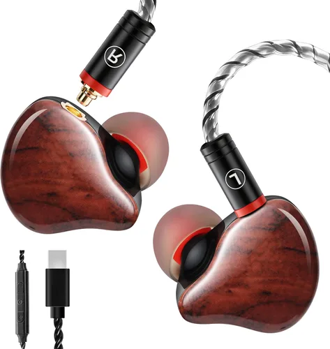 Miniatura 11 de Auriculares de Monitor In-Ear, Auriculares Estéreo HiFi IEM, Auriculares Dinámicos de Doble Driver Cableados con Cable Desmontable, Auriculares