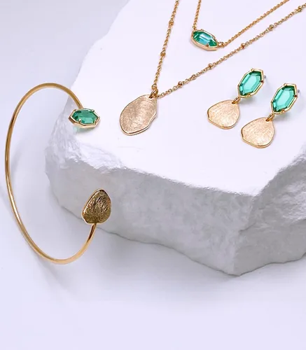 Miniatura 40 de OZEL - Pulseras para mujer, chapados en oro real de 18 quilates, pulseras de oro de cristal colorido para regalos