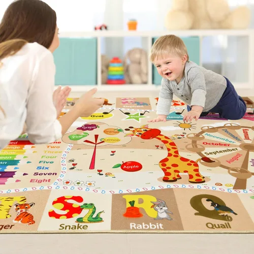 Miniatura 4 de Alfombras infantiles lavables para sala de juegos, alfombras de aprendizaje educativas y divertidas con formas de animales del alfabeto ABC