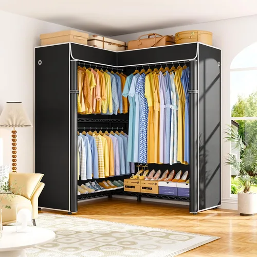 Miniatura 8 de ULIFHOME E15C Pro - Perchero en forma de L para esquina, perchero independiente para colgar ropa, sistema de armario resistente de 48.8 pulgadas