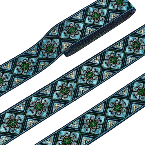 Miniatura 9 de PH PandaHall Cinta jacquard vintage de 1.3 pulgadas, 7 yardas, cinta tejida con embridado de tela bohemia para coser, diseño floral persa