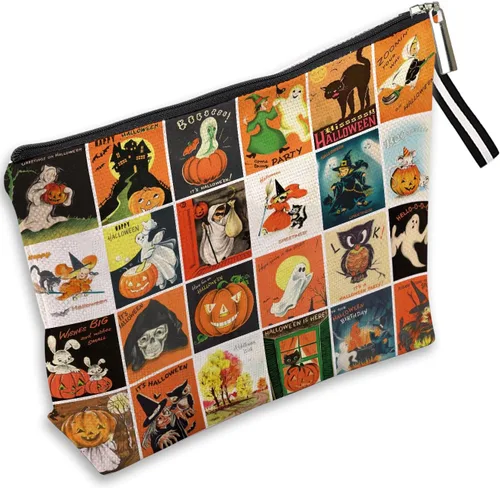 Estuche de belleza con cremallera para maquillaje cosmético de Halloween, bolsa de vestir de moda, bolsa de almacenamiento de artículos de tocador,