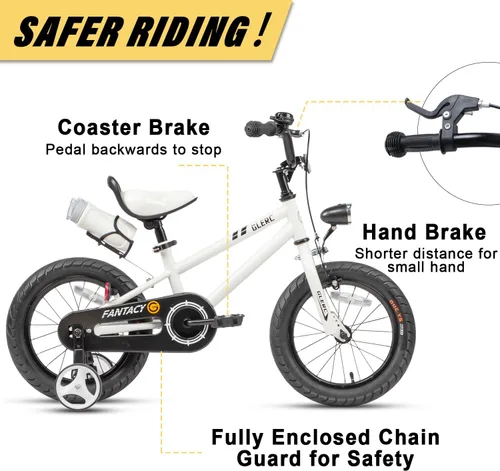 Miniatura 3 de Glerc Fantacy Kids Bike, 12-20 Inch Children Bicycle for 2-13 Years Old Boys Girls, Kids Bicycle with Water Bottle Holder & Headlight & Training
