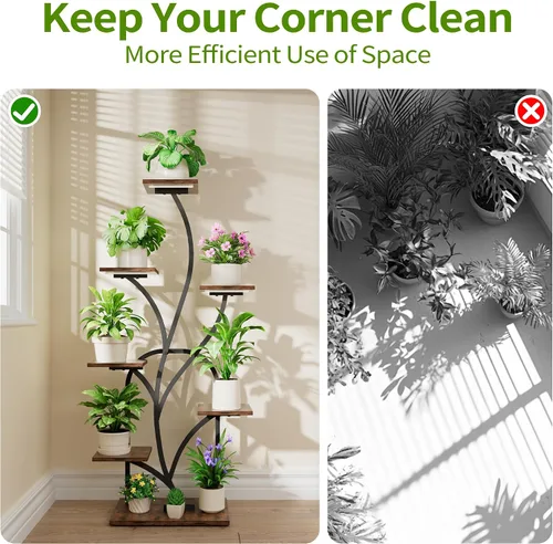 Miniatura 4 de Soporte para plantas de interior con luces de crecimiento, soporte para plantas de 51 pulgadas de alto, estante de esquina para plantas