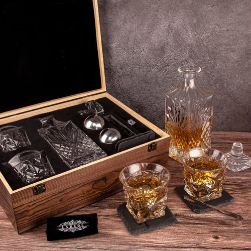 Miniatura 9 de Juego de decantador de whisky, juego de regalo de piedras de whisky para hombres, caja de regalo con bolas de acero inoxidable reutilizables, vasos