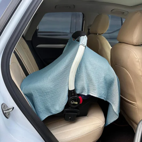 Miniatura 7 de Funda de asiento de automóvil 100% muselina de algodón para bebé, cubierta de toldo para asiento de automóvil, fundas de ajuste universal para niños