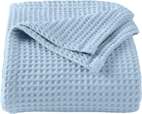 Miniatura 16 de Manta de cama 100% algodón con tejido gofrado Manta suave, transpirable y ligera para todas las estaciones Perfecta para acolchado Colección
