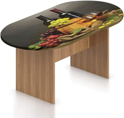 Miniatura 10 de Mantel ajustable ovalado, con bordes elásticos de poliéster, mantel de mesa con estampado gourmet francés, se adapta a mesas ovaladas de hasta 36 x