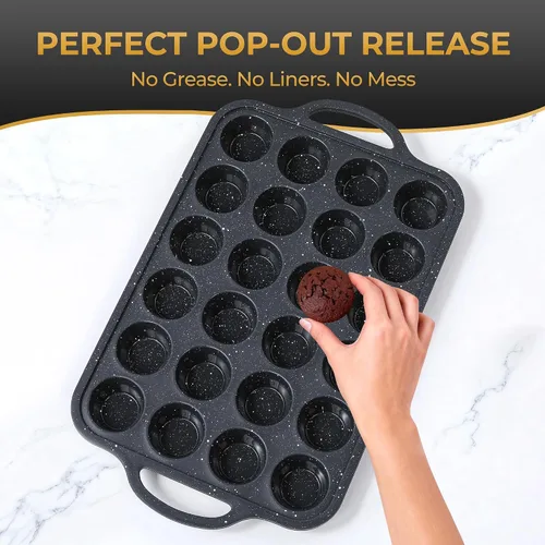 Miniatura 4 de 24-Cup Mini Silicone Muffin Pan with Reinforced Steel Frame, Non-Stick, BPA-Free, for Bite-Sized Cupcakes, Appetizers, and Egg Bites, Dishwasher Safe