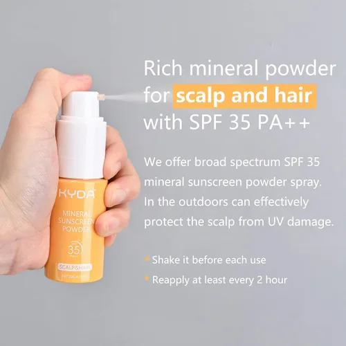 Miniatura 7 de KYDA Champú seco en polvo SPF 35, 0.71 onzas de tamaño de viaje Mineral Scalp Sunscrren Champú seco para mujeres y hombres, sin aerosol, champú