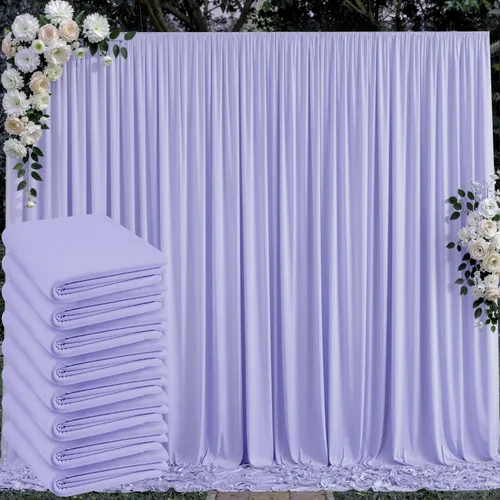 Miniatura 43 de Cortinas de telón de fondo blanco de 30 pies x 8 pies para fiestas de boda, 6 paneles de 5 pies x 8 pies, cortinas de fotografía de poliéster sin