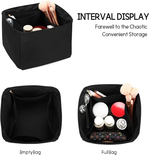 Miniatura 4 de LEXSION Organizador de bolsos sedosos para bolsas de Picotin 1822, organizador de bolso, inserto de lujo con cremallera, bolso de mano, moldeadores
