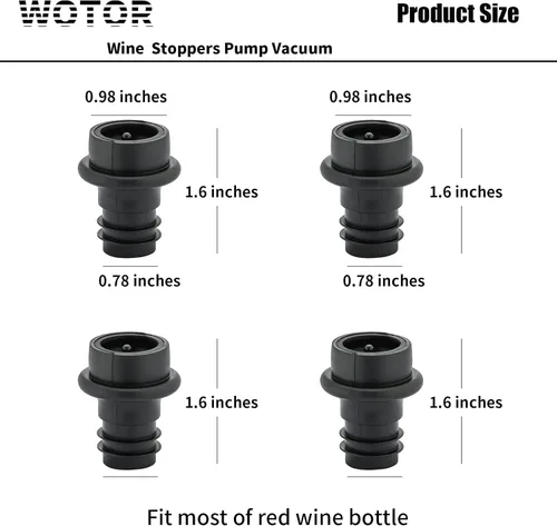 Miniatura 6 de WOTOR Tapones de vino - Protector de vino al vacío, conservador y sellador (negro, 24 piezas)