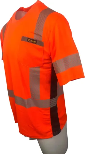 Miniatura 5 de Xtreme Hi Vis ANSI Clase 2 DOT, camiseta reflectante de seguridad amarilla o naranja con manga corta negra Road T04