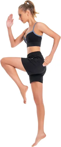 Miniatura 4 de Pantalones cortos de algodón para mujer de 5 pulgadas, pantalones cortos con bolsillos profundos para descansar, gimnasio, yoga, caminar, atletismo