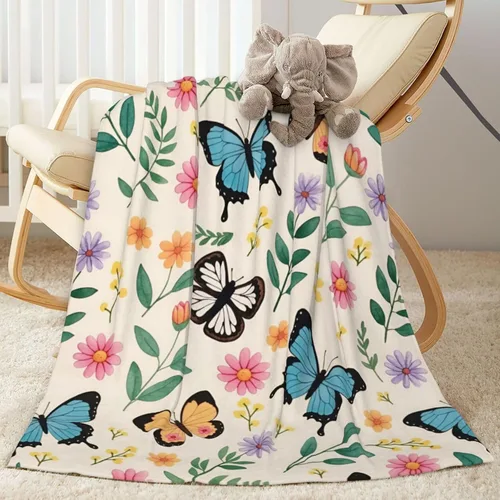 Miniatura 11 de Perinsto Manta floral de crisantemo rojo y rosa, ultra suave y cálida para todas las estaciones, manta decorativa de vellón para cama, silla