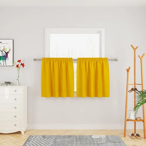 Miniatura 54 de UPOPO Cortinas de Niveles Beige Sobre Fregadero con Textura de Lino para Ventana de Cocina de 16 Pulgadas de Largo Caravana Privacidad Pequeñas