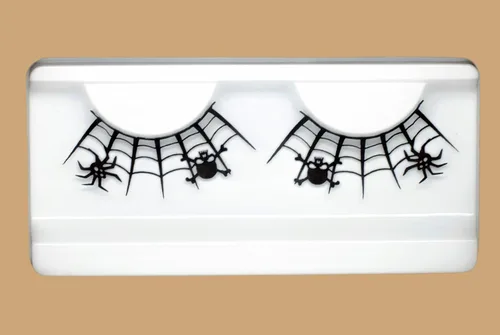 Miniatura 4 de Pestañas postizas de encaje negro con diseño de calavera oscura y telaraña, 1 par