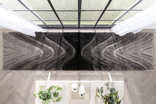 Miniatura 9 de Well Woven Luze - Alfombra geométrica de felpa suave y gruesa con textura 3D, color negro, 2 x 7 pies (2 pies 3 pulgadas x 7 pies 3 pulgadas)