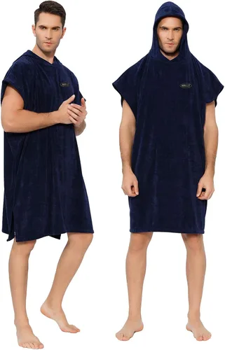 Miniatura 8 de MWTA Poncho de surf con capucha, traje de neopreno de microfibra gruesa que cambia con bolsillo para deportes acuáticos, hombres y mujeres Azul