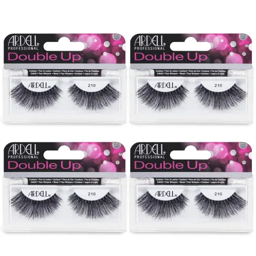 Miniatura 6 de Ardell Pestañas postizas Double Up 208, color negro, volumen dramático, tira completa, pestañas acampanadas y gruesas para un aspecto atrevido