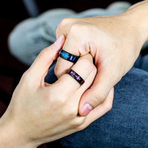 Miniatura 6 de Juego de 2 anillos a juego para parejas de rey y reina, anillos de compromiso de acero inoxidable