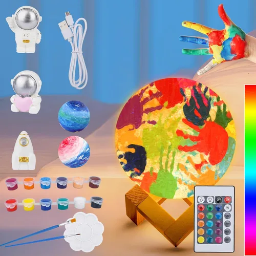 Minleway Kit Recargable de Pintura para Hacer tu Propia Lámpara de Luna con 16 Colores, Kit de Artes y Manualidades para Niños, Mujeres, Niñas