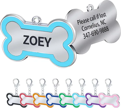 Miniatura 9 de Etiquetas de identificación personalizadas para mascotas, etiquetas de identificación para mascotas pequeñas o grandes, grabadas en ambos lados