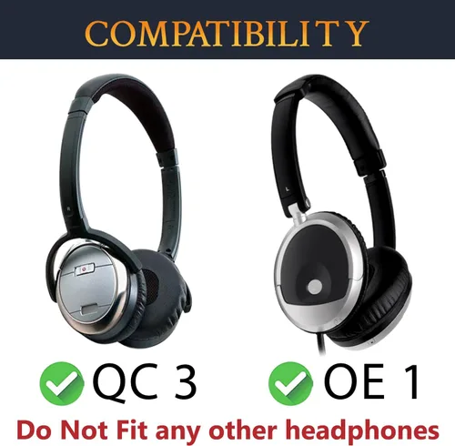 Miniatura 2 de SOULWIT Almohadillas de repuesto profesionales de gel refrescante para auriculares Bose QuietComfort(QC) 3 y OE1, almohadillas con espuma de Negro