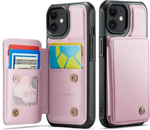 Miniatura 74 de Vinich Funda tipo cartera para iPhone 11 con tarjetero, bloqueo RFID, ranuras de crédito, función atril, a prueba de golpes, para iPhone 11 de 6.1