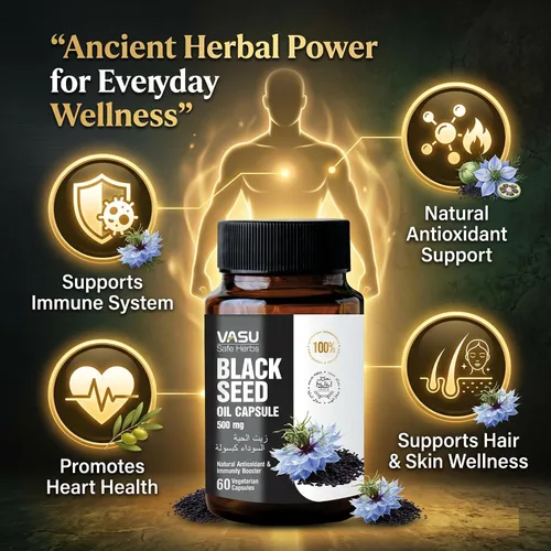 Miniatura 9 de Vasu Cápsulas de semillas negras – Nigella sativa prensada en frío – Apoyo natural para el bienestar – 60 cápsulas vegetarianas – Sin OMG, sin gluten