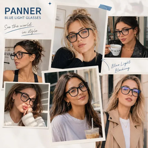 Miniatura 5 de PANNER Gafas cuadradas de gran tamaño con bloqueo de luz azul para mujeres y hombres, antirreflejos, reducen la fatiga ocular, gafas de computadora
