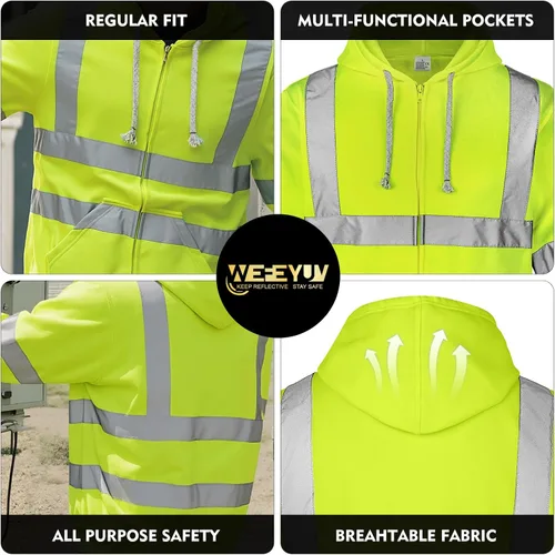 Miniatura 4 de wefeyuv Hi Vis - Sudaderas de visibilidad reflectante de color liso para hombre