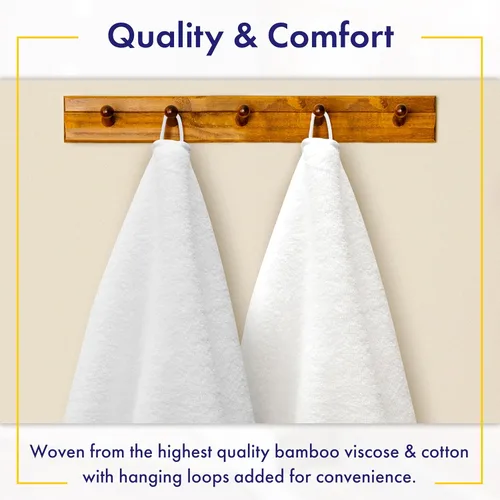 Miniatura 4 de Alusa Home - Toallas de baño ultra suaves y afelpadas de viscosa de bambú - 700 g/m² Paquete de 2 - Extra grande 70x35 pulgadas - Super absorbente
