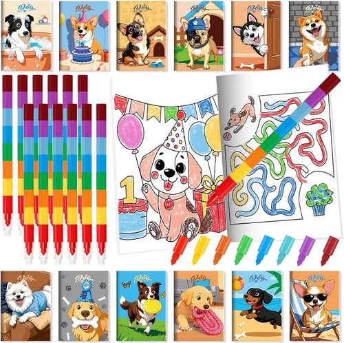 Miniatura 34 de BenLouis 24 mini libros para colorear del espacio exterior para niños con 24 crayones apilables, regalos de fiesta de astronautas, libros