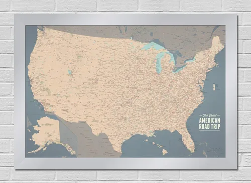 Miniatura 11 de Best Maps Ever Póster de trazado de carreteras y viajes de Estados Unidos, 24 x 36 pulgadas, verde y aguamarina
