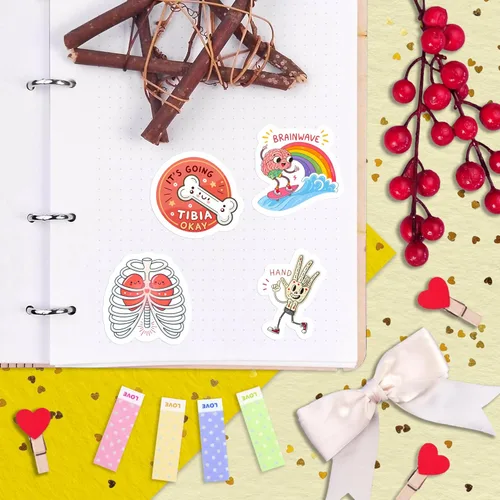 Miniatura 8 de 100 Piezas Calcomanías de Anatomía - Calcomanías de Fisiología de Doctor Médico para Laptop, Botella de Agua - Calcomanías de Sonografía Radiología