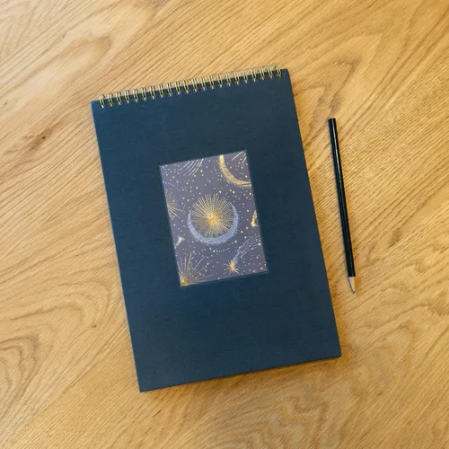 Miniatura 3 de Fringe Studio - Cuaderno de bocetos en espiral, estrella fugaz, cubierta flexible envuelta en tela, 7.75 x 11.25 pulgadas, 40 hojas de papel