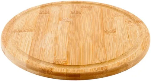 Miniatura 2 de Restaurantware Tabla de cortar redonda de 12 pulgadas, 1 bandeja de embutidos resistente al calor, con ranura para jugos, tabla de pastoreo de bambú