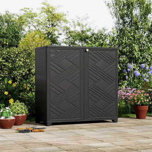 Miniatura 4 de ZZM Gabinete de almacenamiento para interiores y exteriores, impermeable, 34 x 15 x 34 pulgadas, caja de almacenamiento de plástico al aire libre
