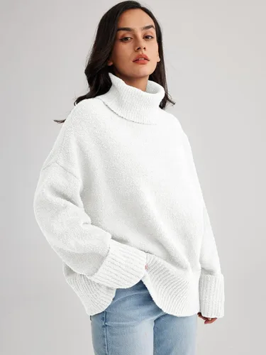 Miniatura 3 de LILLUSORY Suéter de manga larga de cuello alto para mujer, de gran tamaño, para otoño, grueso, cálido, para otoño
