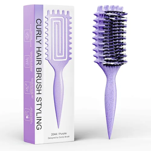 Miniatura 8 de Cepillo para definir rizos, cepillo para cabello rizado con engranaje lateral para peinar, dar forma y estilizar el cabello rizado, cepillo